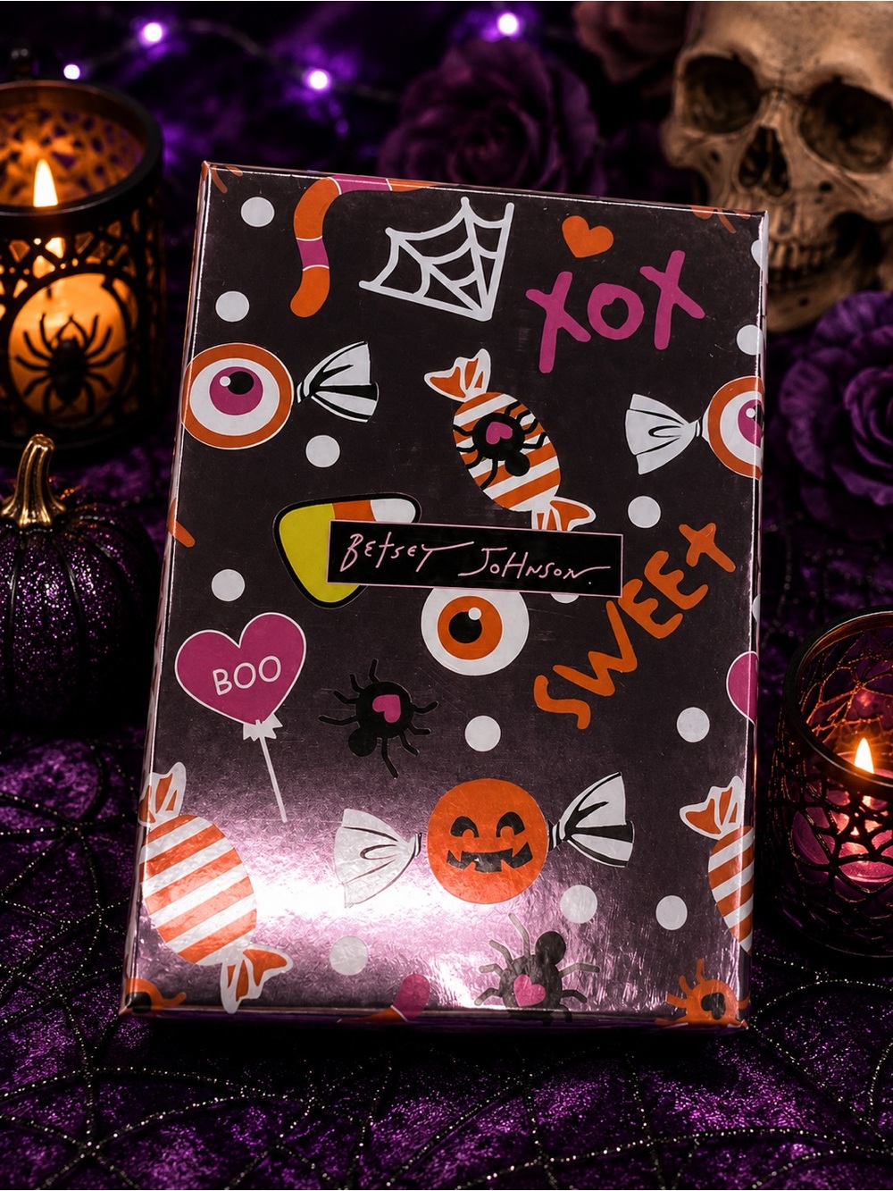 Authentic Betsey Johnson Black Sparkle Spider Drop Earrings NIB 🖤🕷️🧡 - Picture 4 of 7